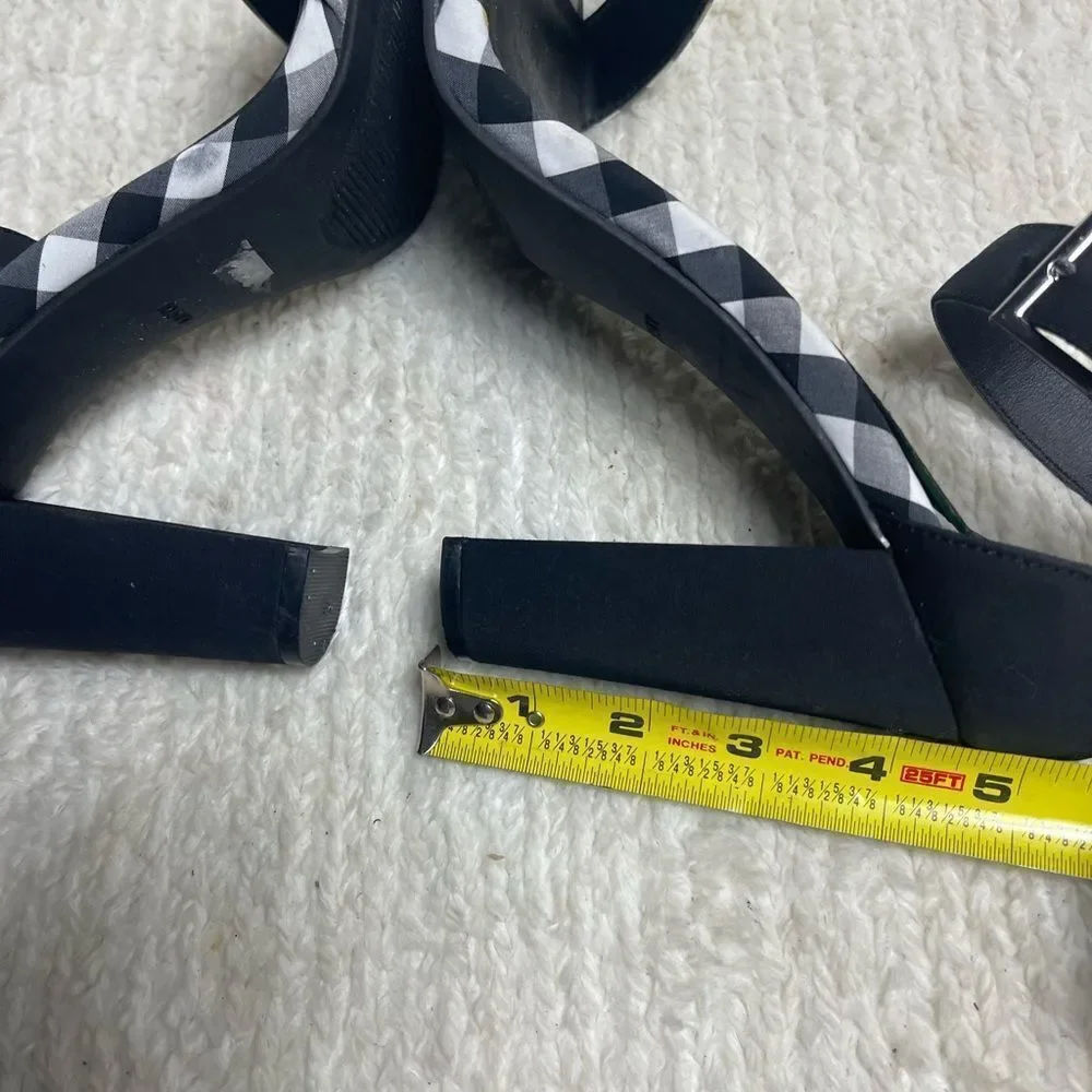 Torrid  Fabric Black and White Checkered ankle strap block Heels SZ10WW